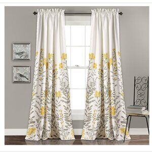 Lush Decor Half Moon Aprile Yellow Insulated Window Two Curtain Panels 52"x84"